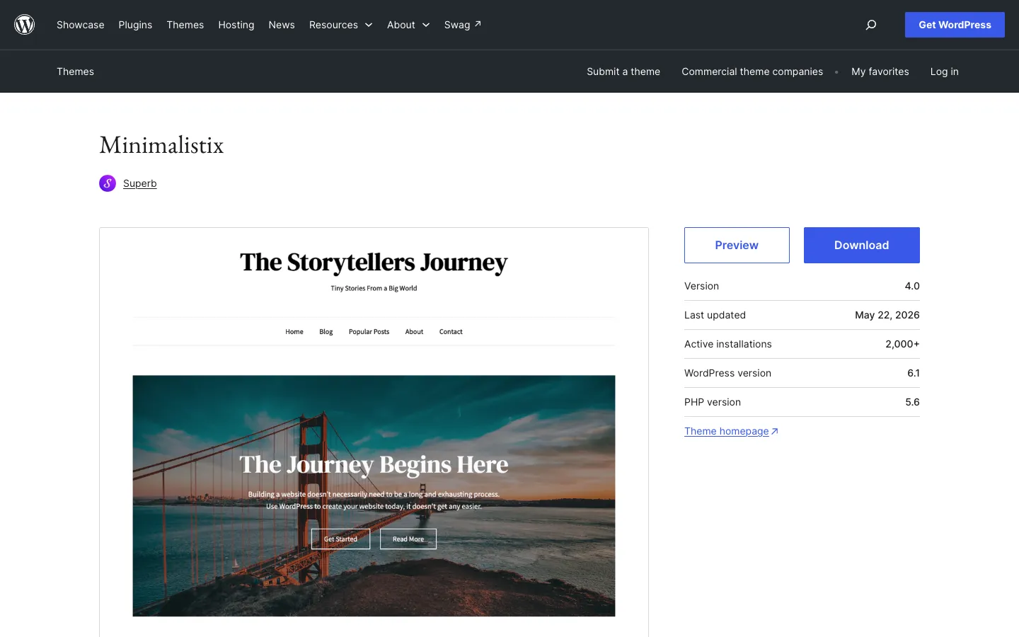 Minimalistix theme by SuperbThemes on WordPress.org