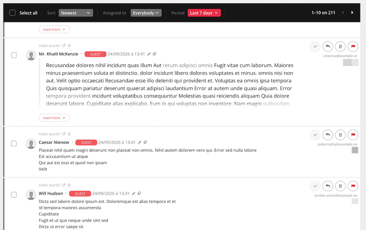 The moderation queue in GraphComment.