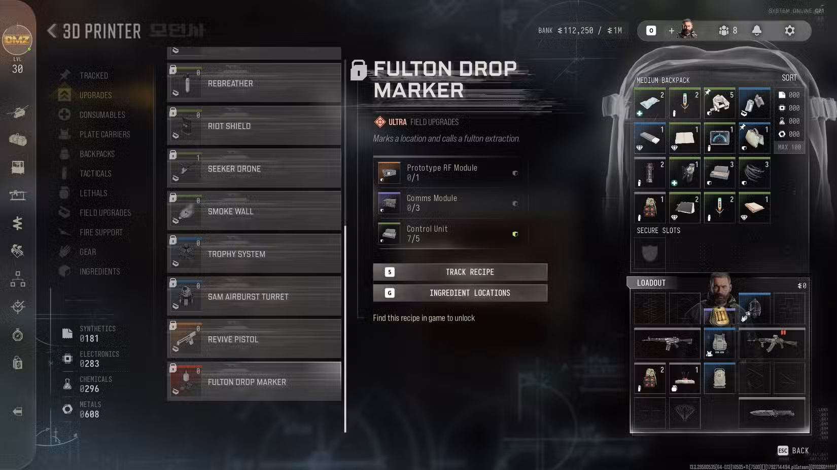 The fulton drop marker recipe in DMZ.
