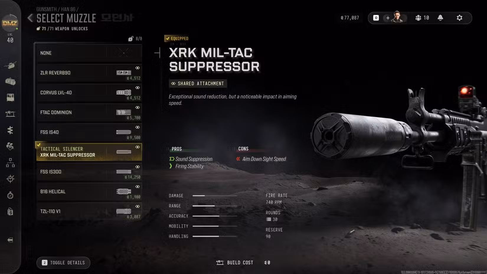 The gunsmith in DMZ with a silencer equipped.