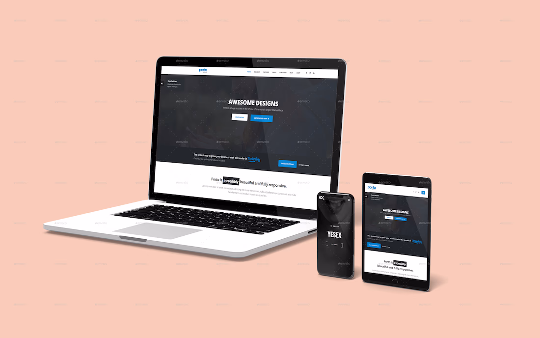 multi devices website mockup