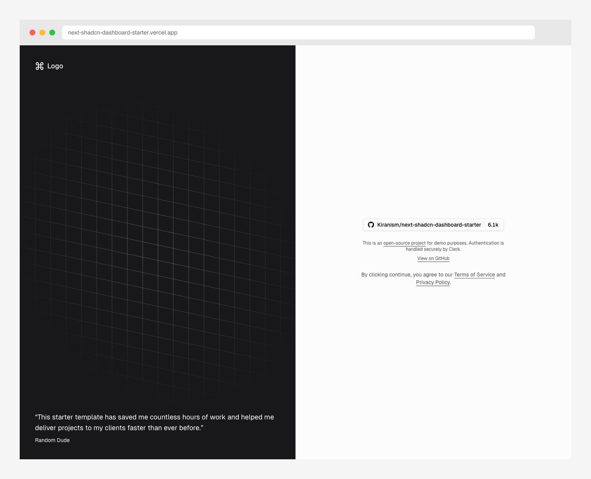 Shadcn dashboard and landing page combo template with production-ready pages
