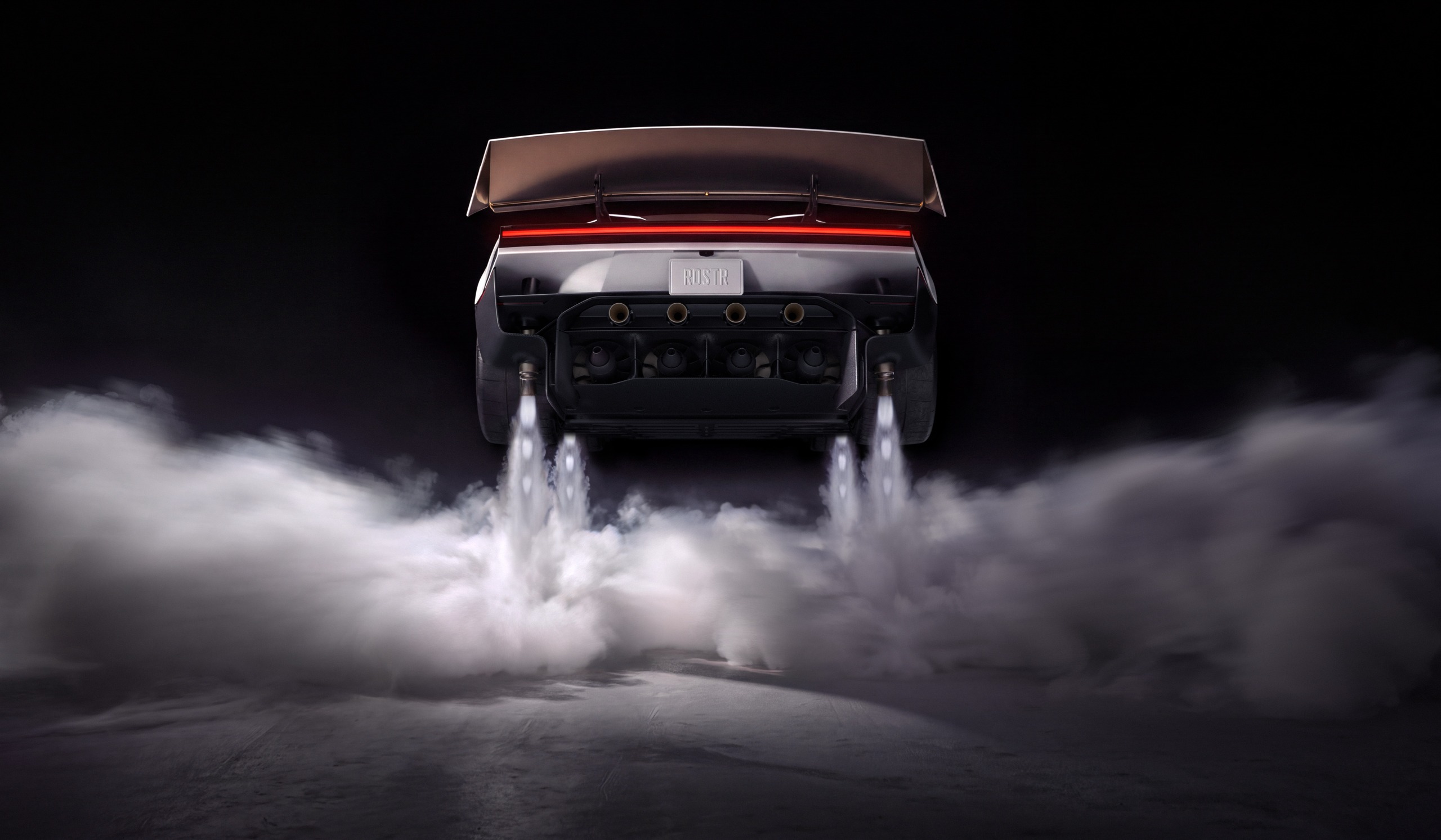 A car hovers above the ground with steam underneath it.