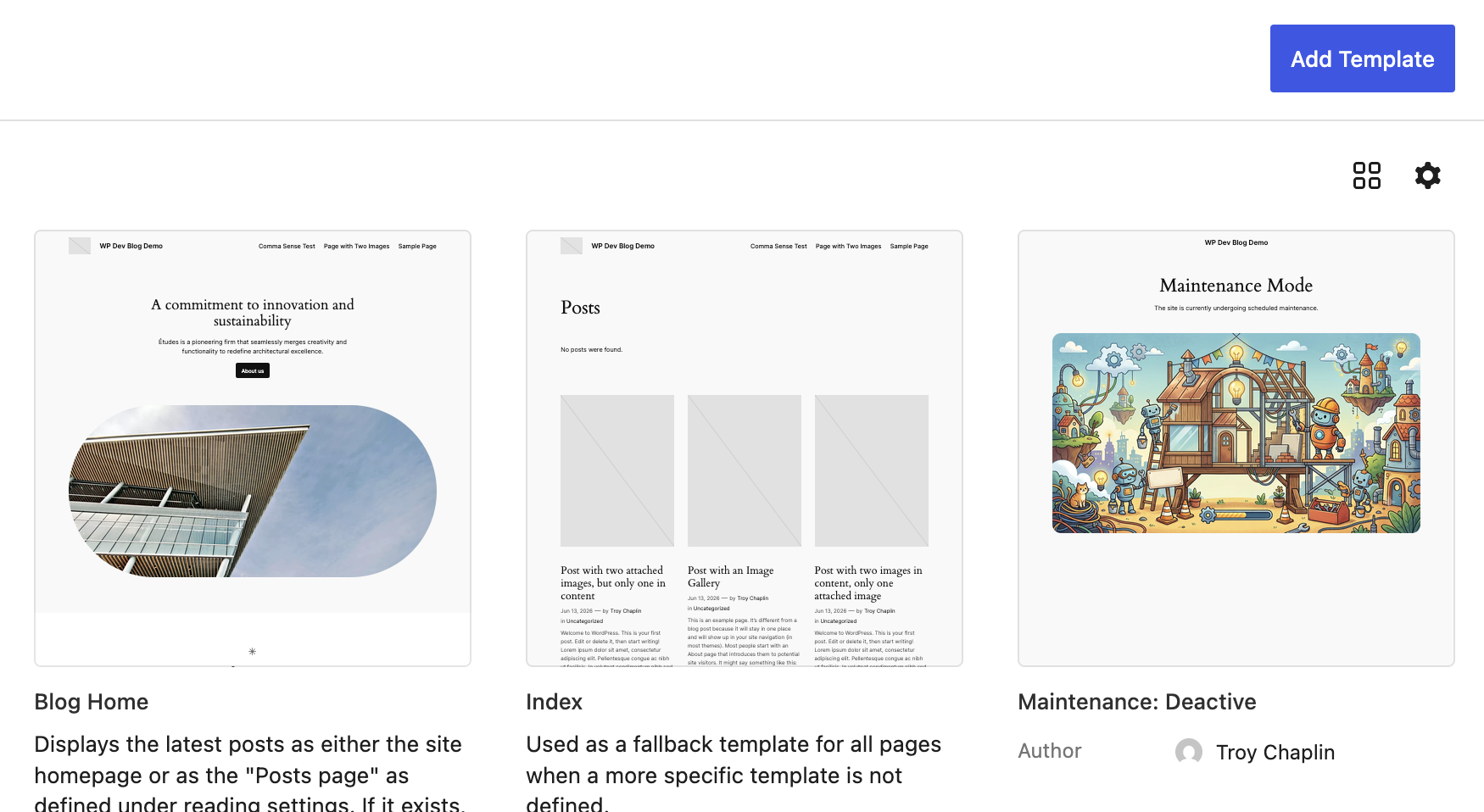 Deactivated maintenance mode in the template browser.