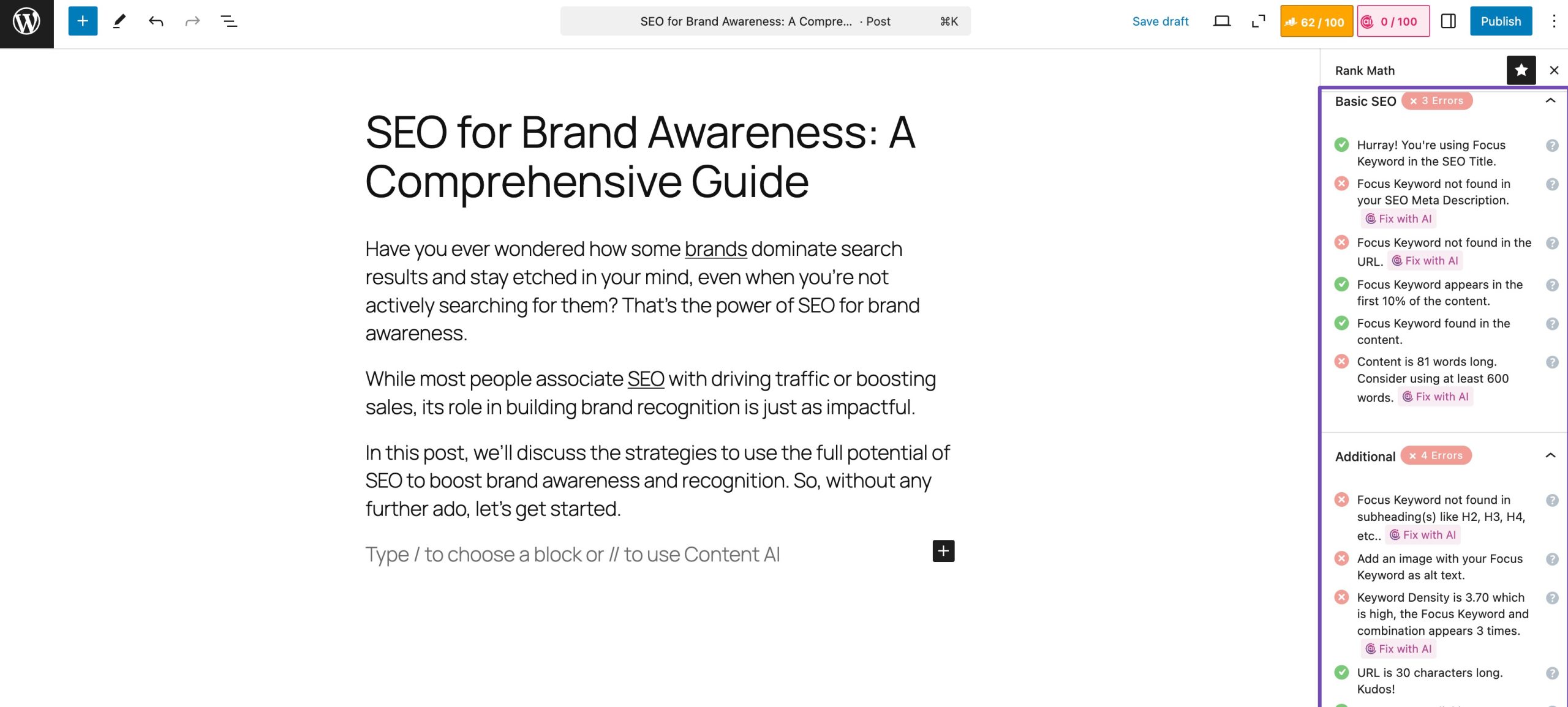 On-Page SEO Check in Rank Math for the 3-phase framework