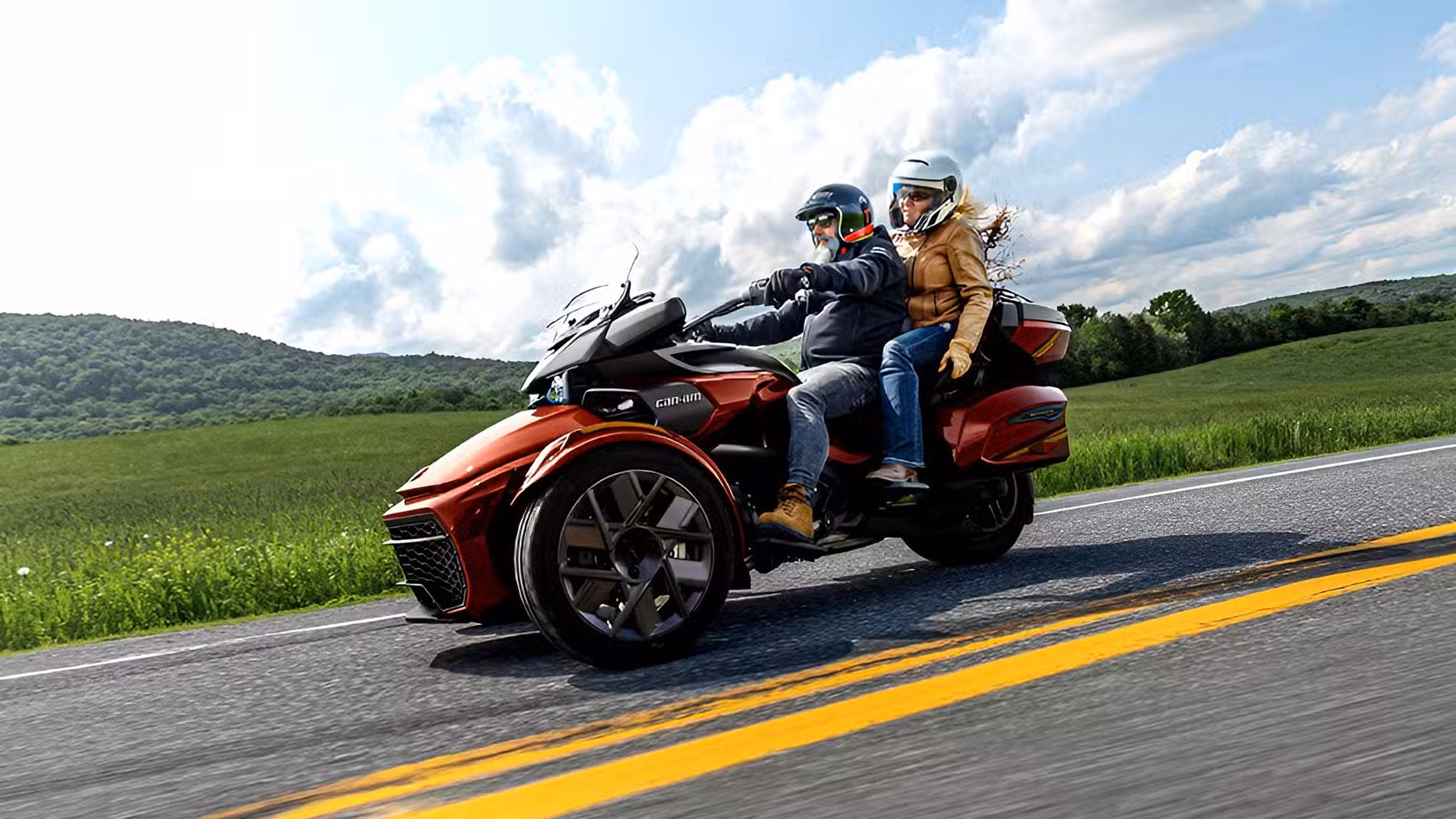 2026 Can-Am Spyder F3 Limited accelerating front third quarter view