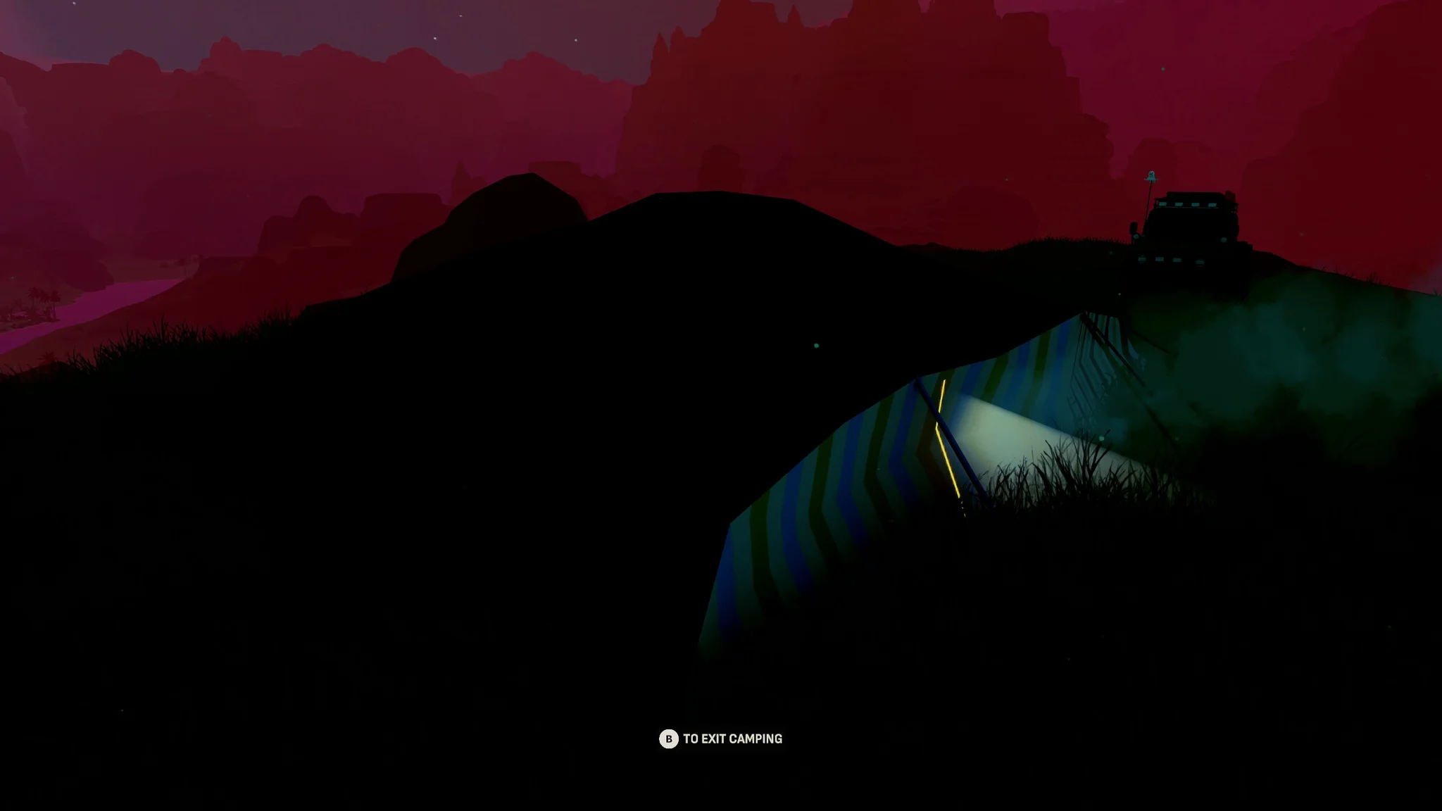A camp at night in Over the Hill.