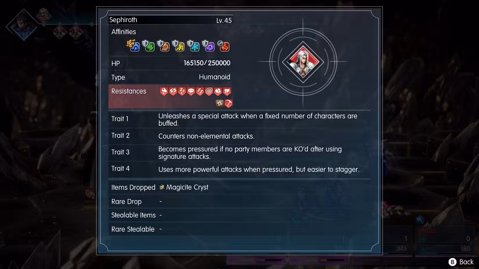 The details of Sephiroth after he casts 