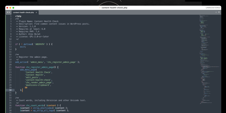 adding the code to the plugin PHP file