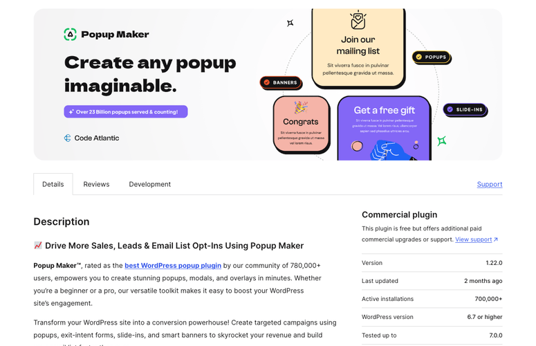 popup maker plugin on wordpress.org