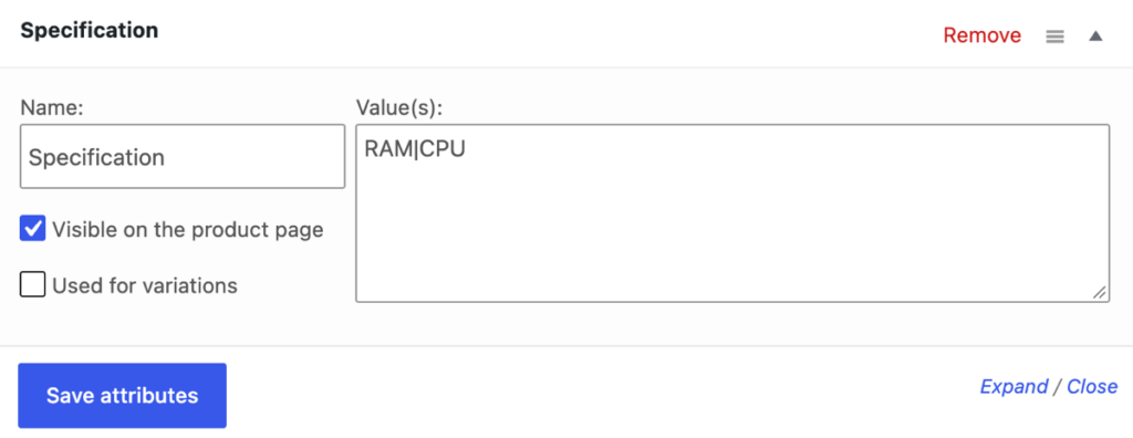 product level attribute