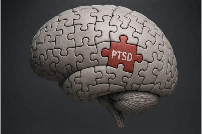 Credit: Image generated by the editorial team using AI for illustrative purposes. PTSD Puzzle Brain