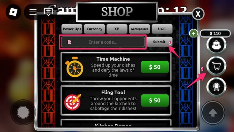 Hell's Kitchen codes redeem option