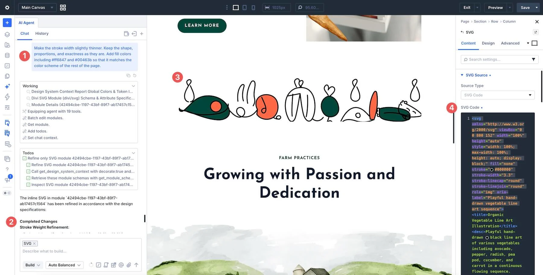 Refining an existing SVG in the Divi 5 Visual Builder