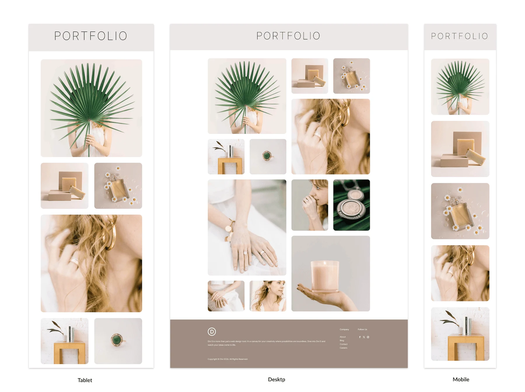 Responsive image mosaic shown on desktop, tablet, and phone