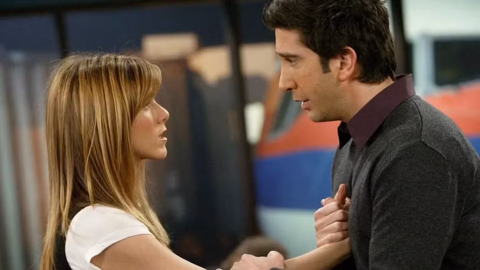 Ross and Rachel in the series finale of Friends.