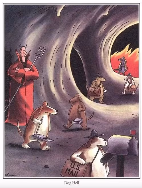 The Far Side dog hell