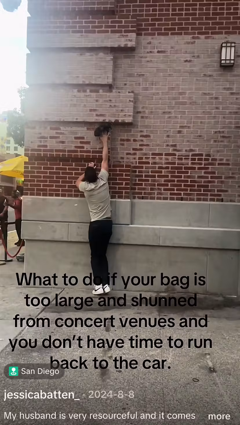 Concertgoers ditch their bags because of stadium clear bag policies. 
