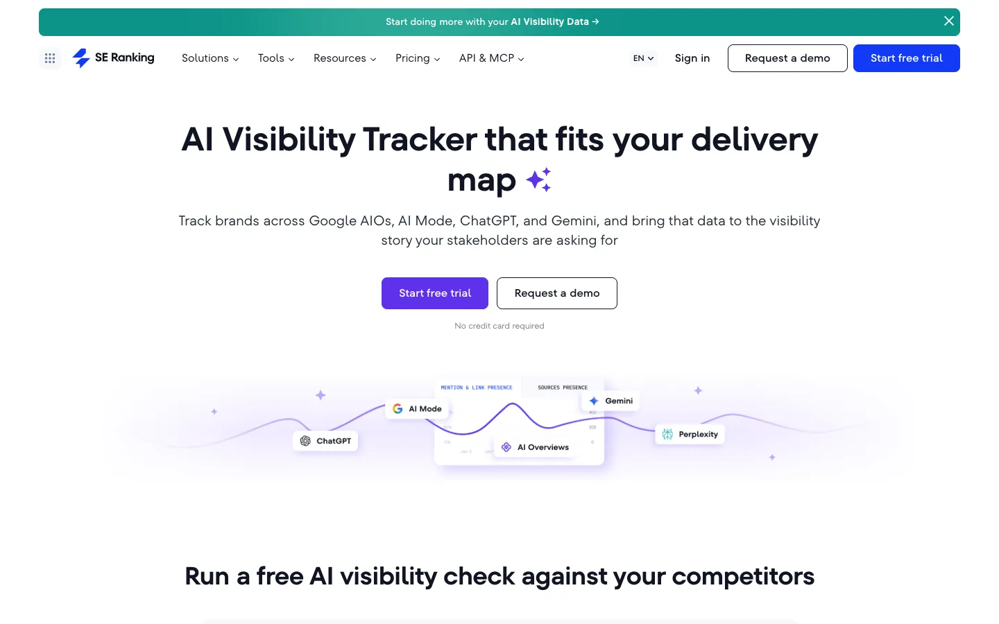 SE Ranking AI visibility tracker page