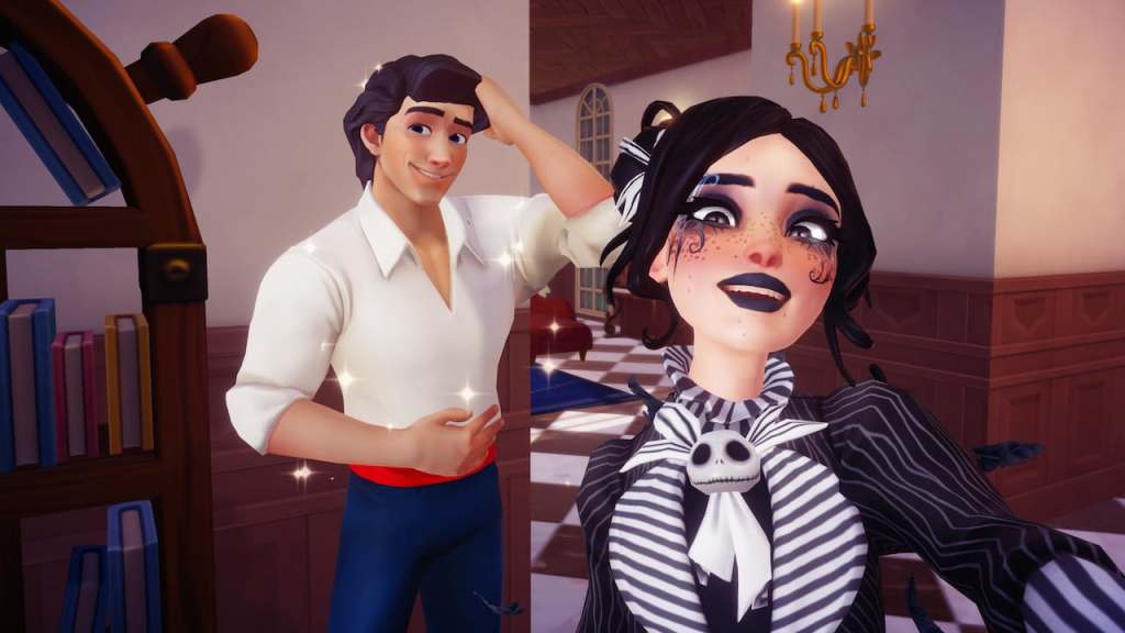 Player taking picture with eric in Disney Dreamlight Valley