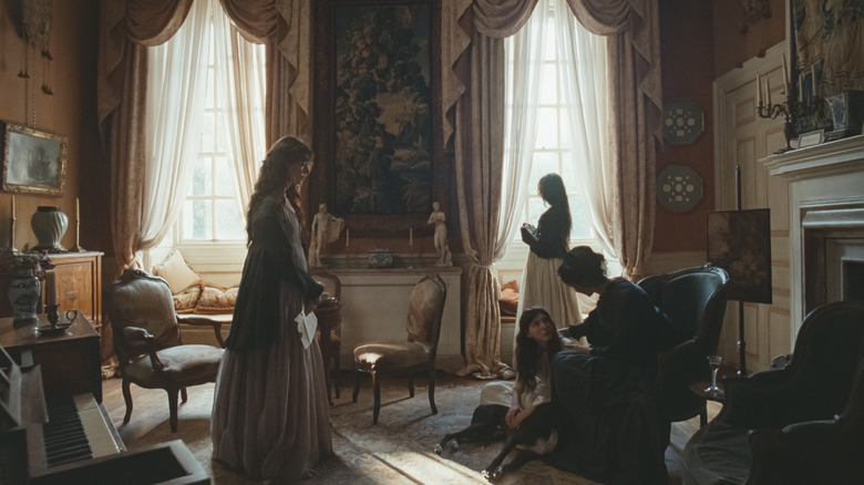 The Dashwood women in a lavish room together in Sense and Sensibility