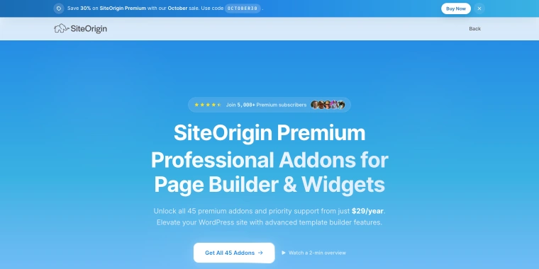 SiteOrigin Page Builder homepage