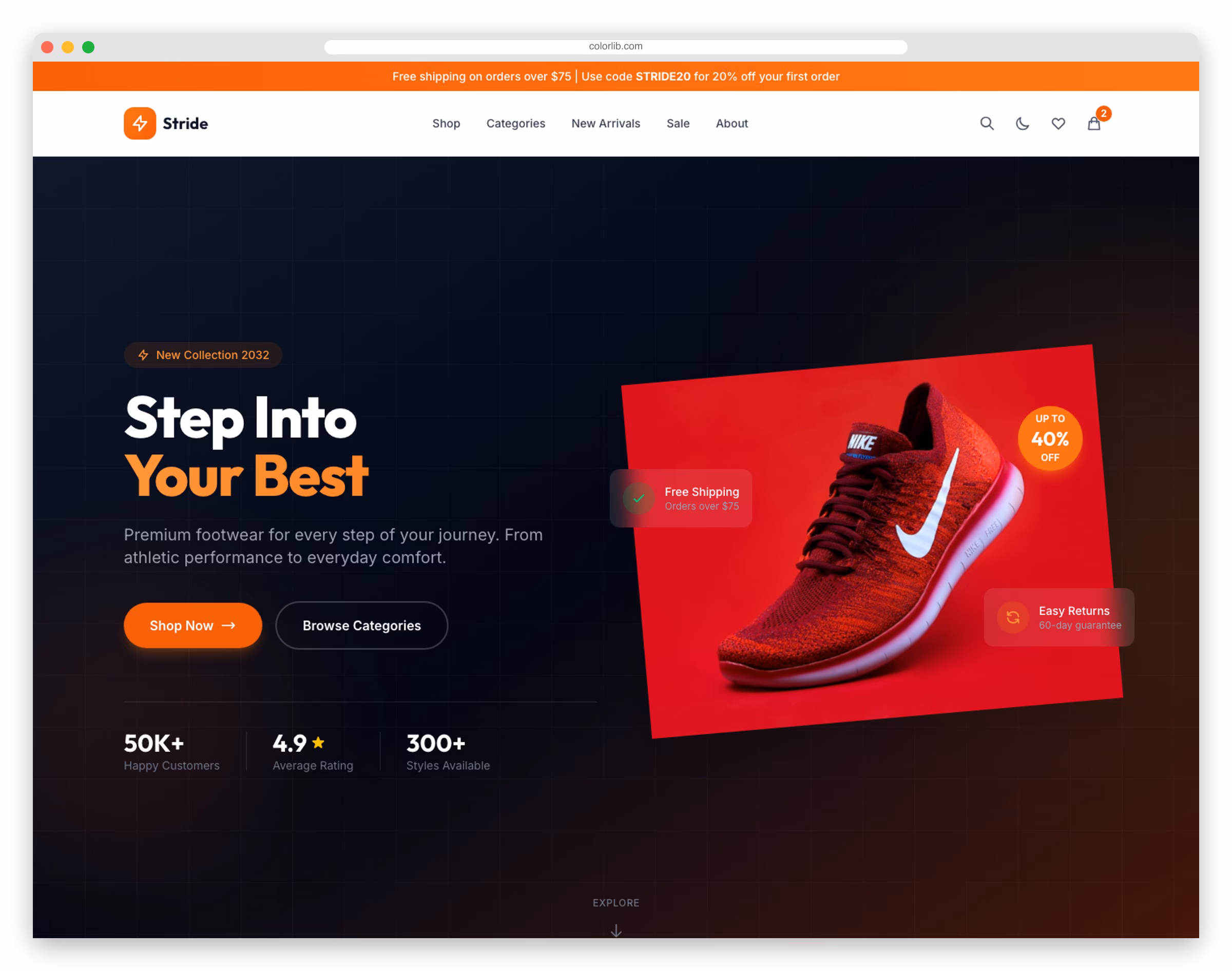 SoleStyle - Free Tailwind CSS Shoe Store Website Template