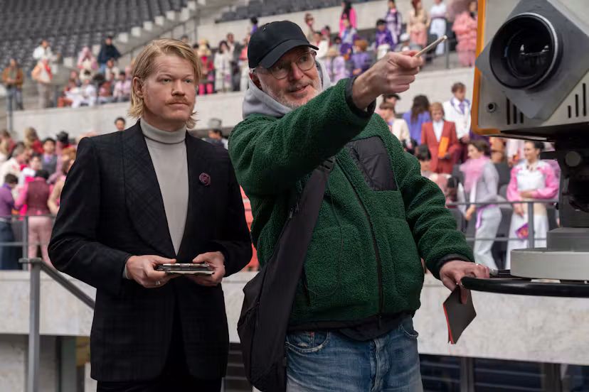 Jesse Plemons and director Francis Lawrence on 'The Hunger Games: Sunrise on the Reaping' set