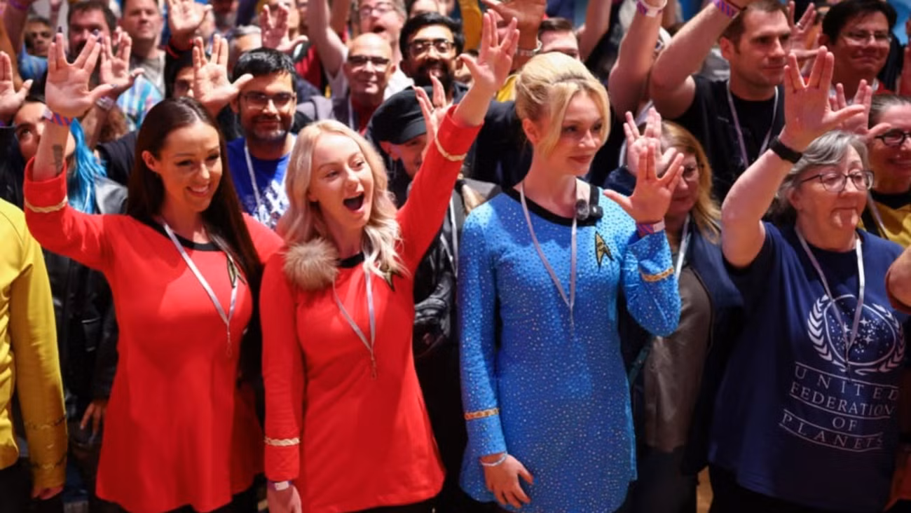 Star Trek Fans in London giving Spock salute