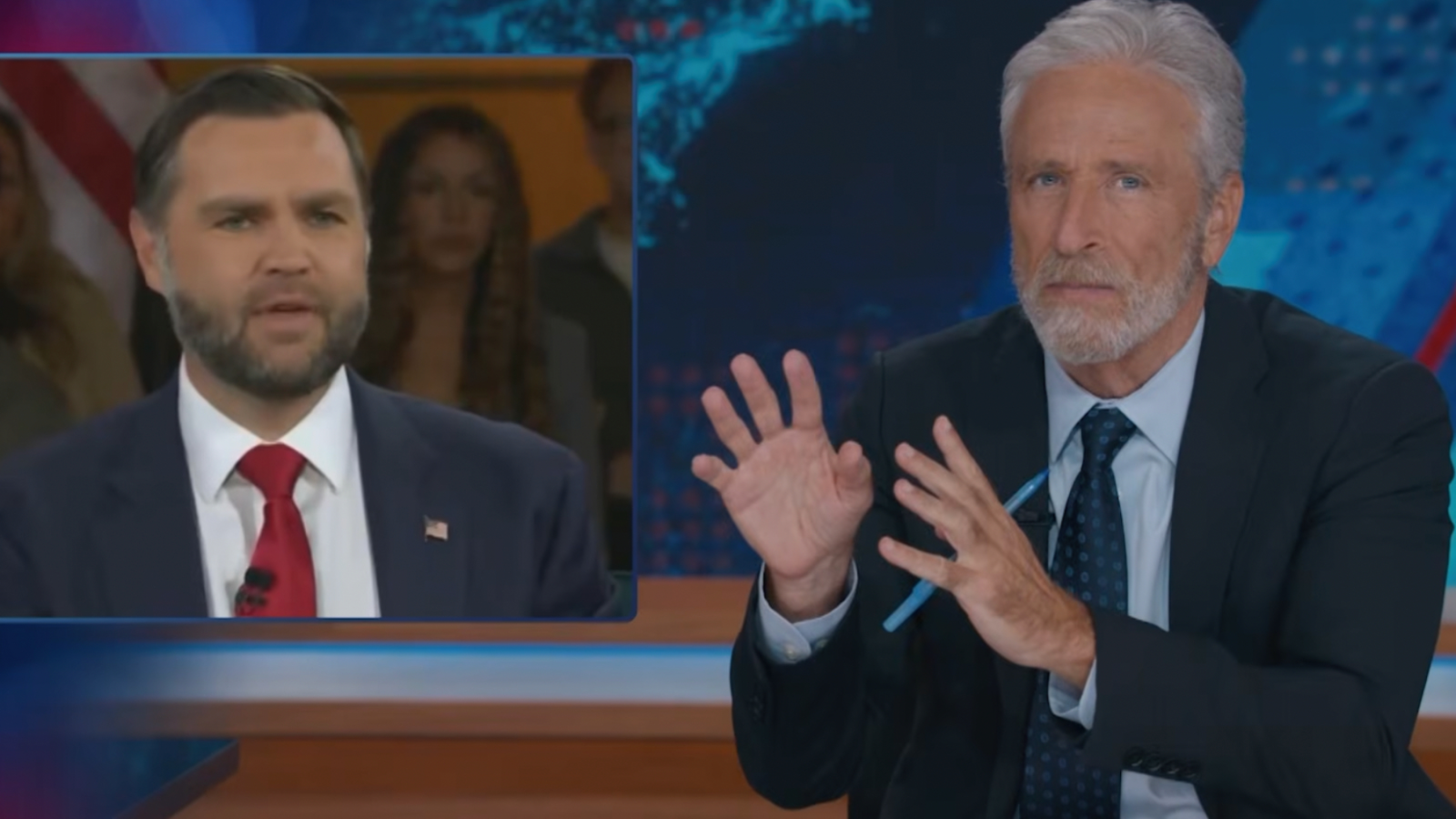 Jon Stewart Criticizes JD Vance for Constantly Demonizing Immigrants