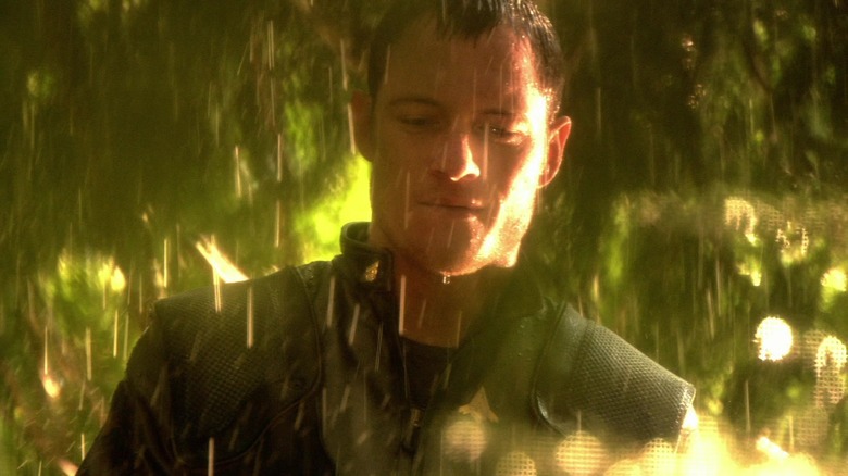 Helo/Karl Agathon in rain in Battlestar Galactica