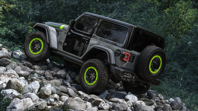 The rear three-quarter of the Jeep Wrangler Switchback