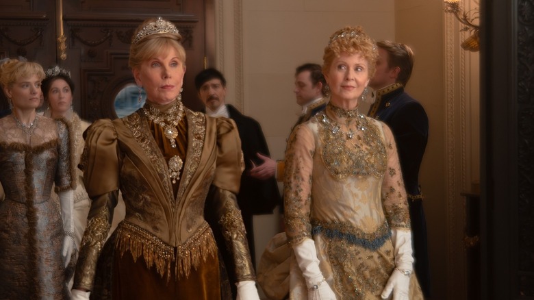 Agnes walking next to a smiling Ada on The Gilded Age