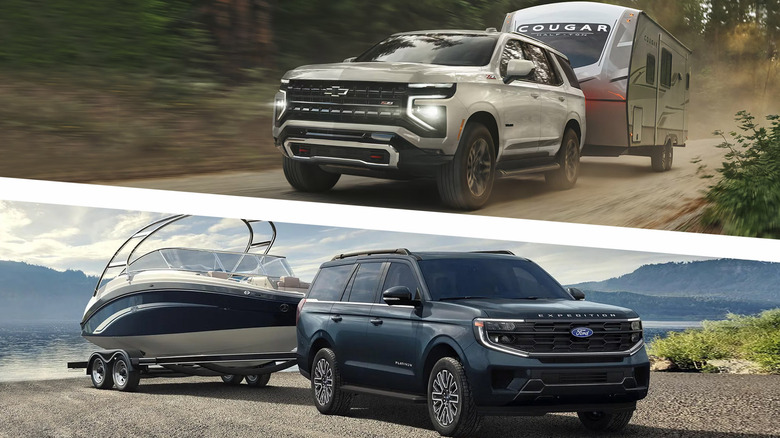 Chevrolet Tahoe and Ford Expedition towing trailers