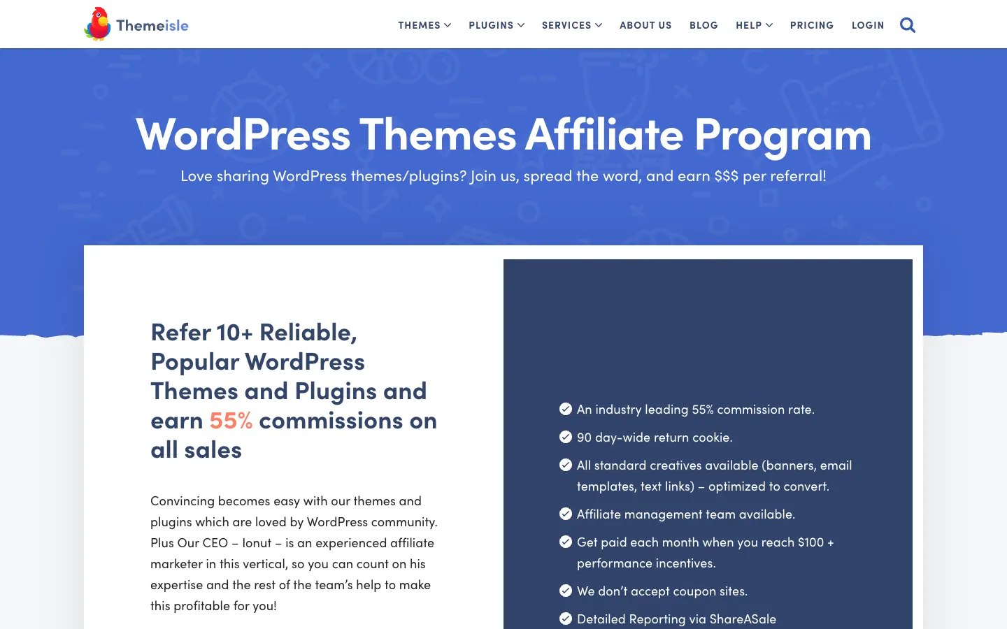 ThemeIsle affiliate program page