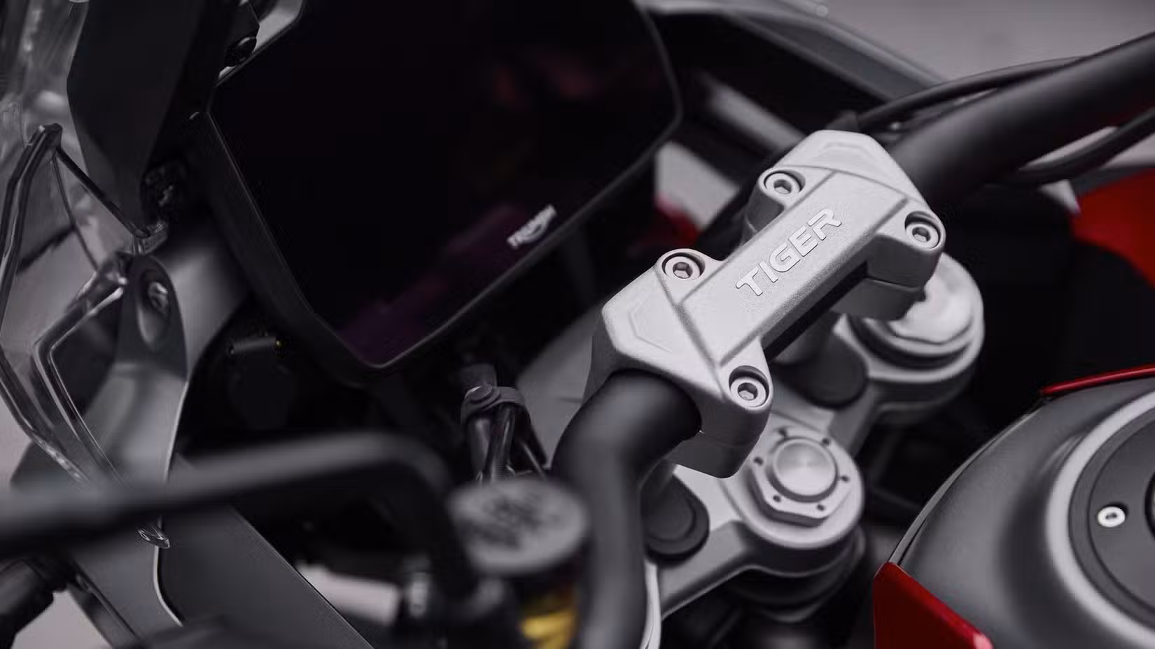 2024 Triumph Tiger 1200 GT Pro close-up shot of the handlebar