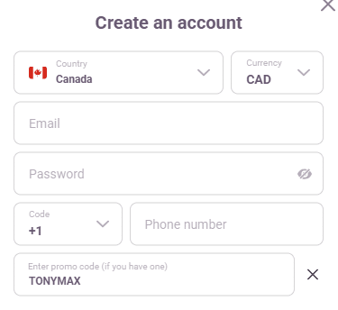 tonybet promo code