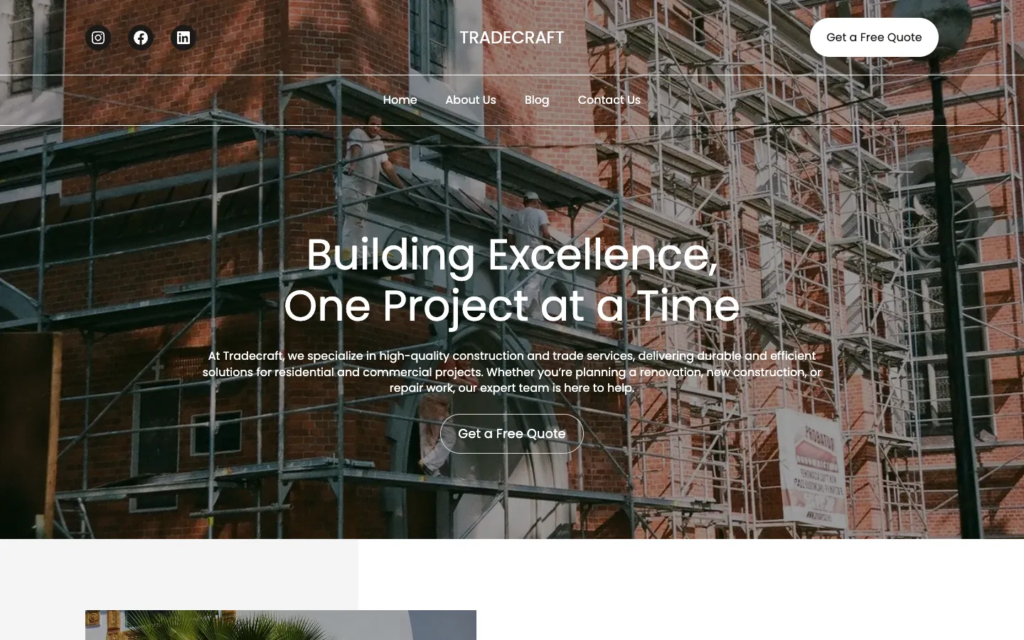 Tradecraft theme demo for a construction business