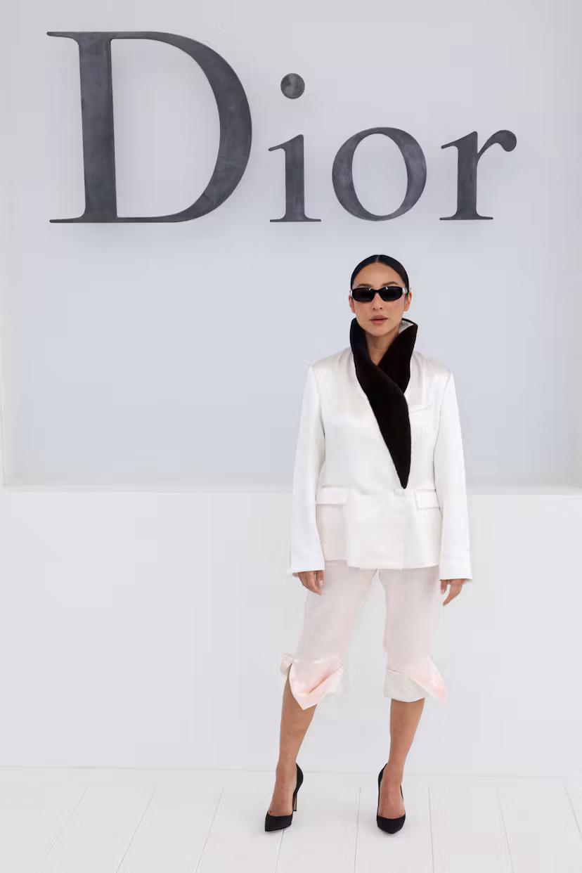 US actress Greta Lee poses for a photocall ahead of the Christian Dior Women's Spring/Summer 2027 co...