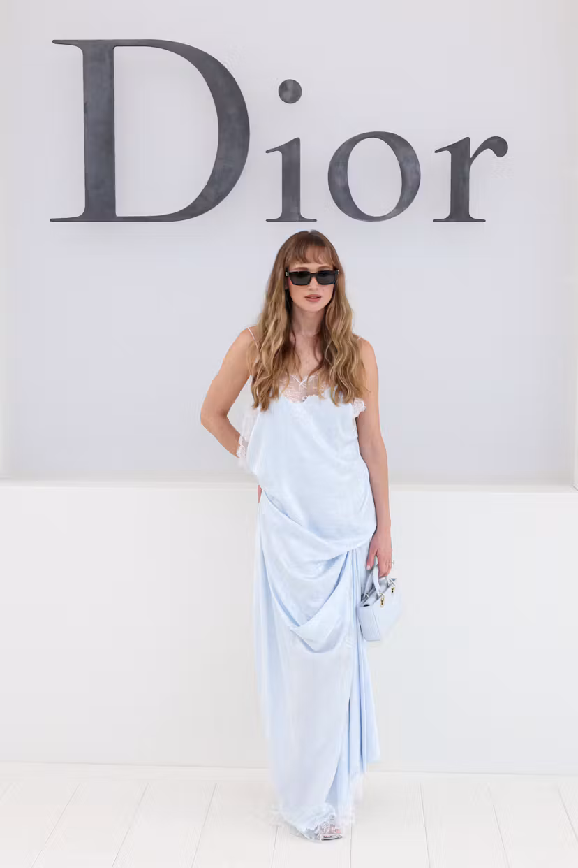 US actress Jennifer Lawrence poses for a photocall ahead of the Christian Dior Women's Spring/Summer...