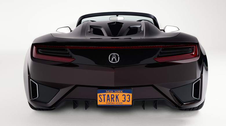 The rear end of the Acura NSX Roadster with its fake 