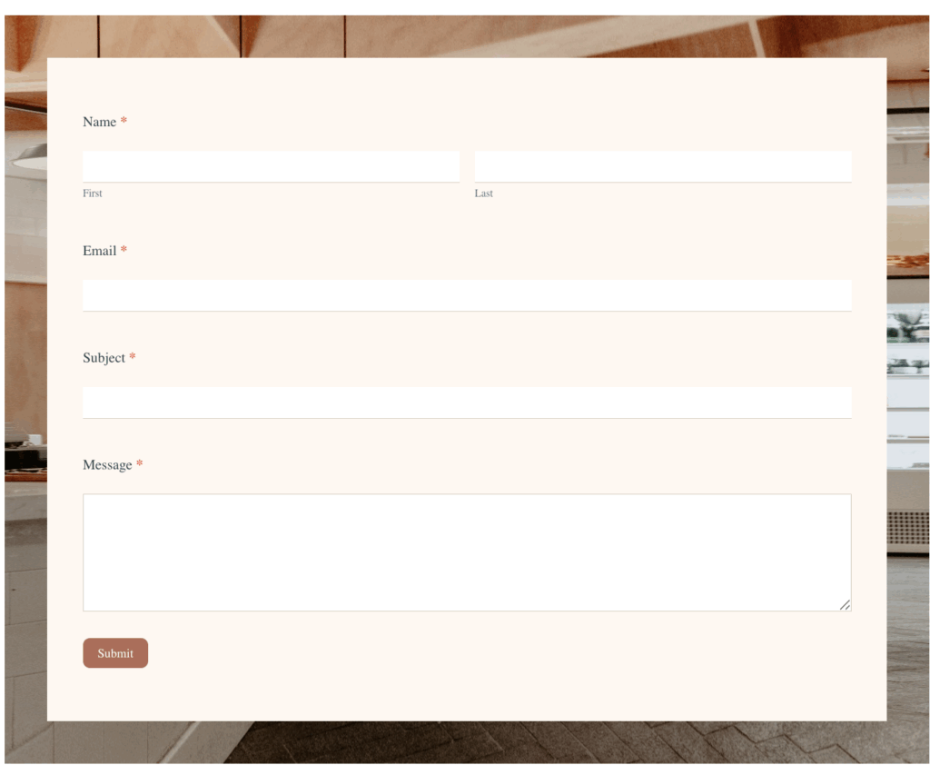 Formidable Forms Warm Beige Style -  Cream and brown tones creating a warm, soft beige palette with a image border.