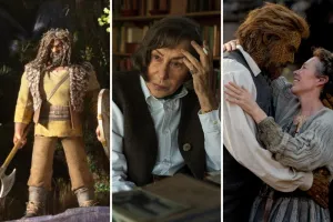 L-R: Brendan (Mahershala Ali) in 'Wildwood,' Helen Mirren in 'A Talent for Murder' and Alexander Skårsgard and Olivia Colman in 'Wicker'