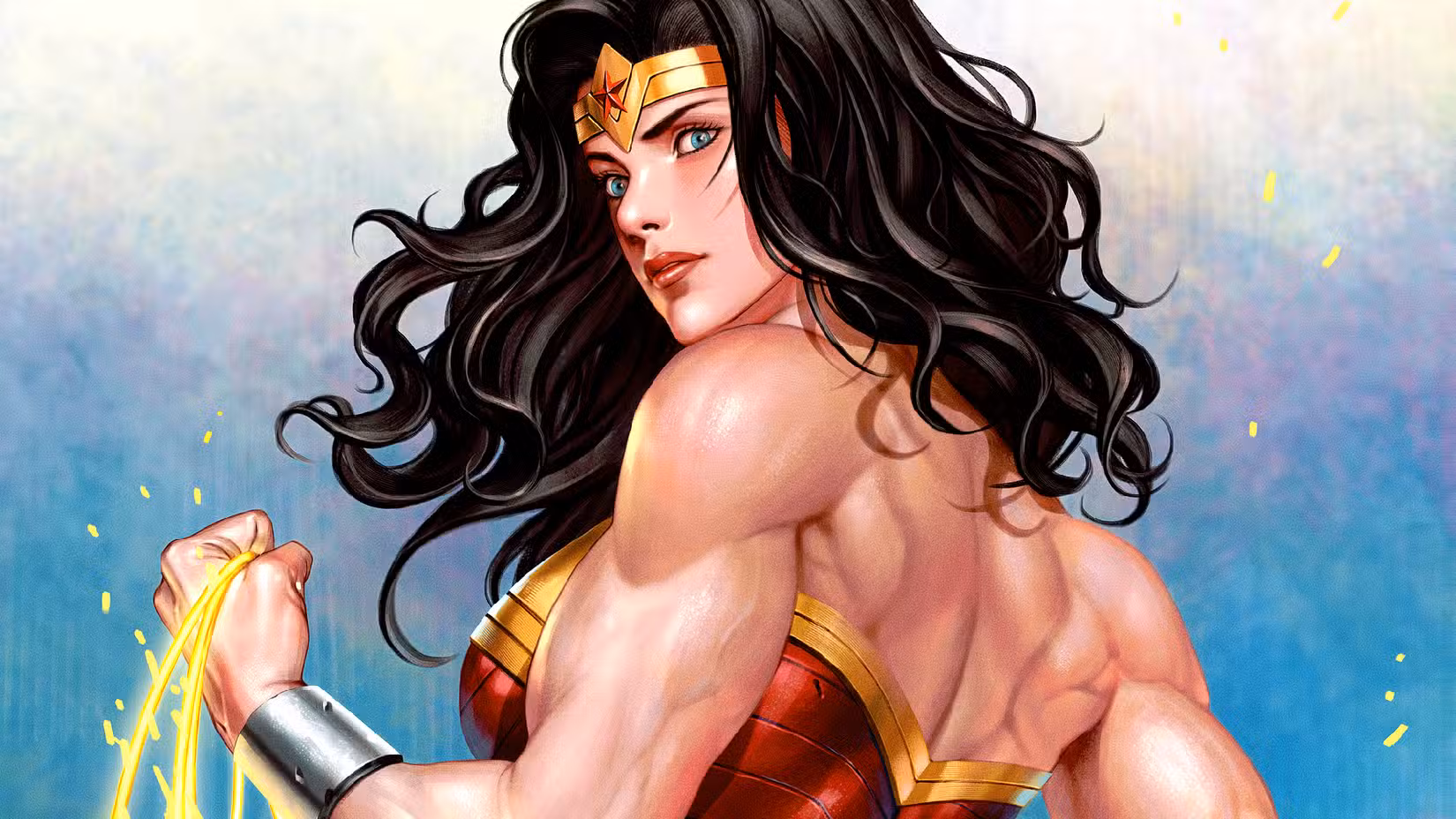 Wonder Woman shows off her muscular back and arms in DC Comics cover art