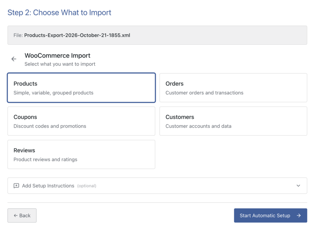 woocommerce products for xml file