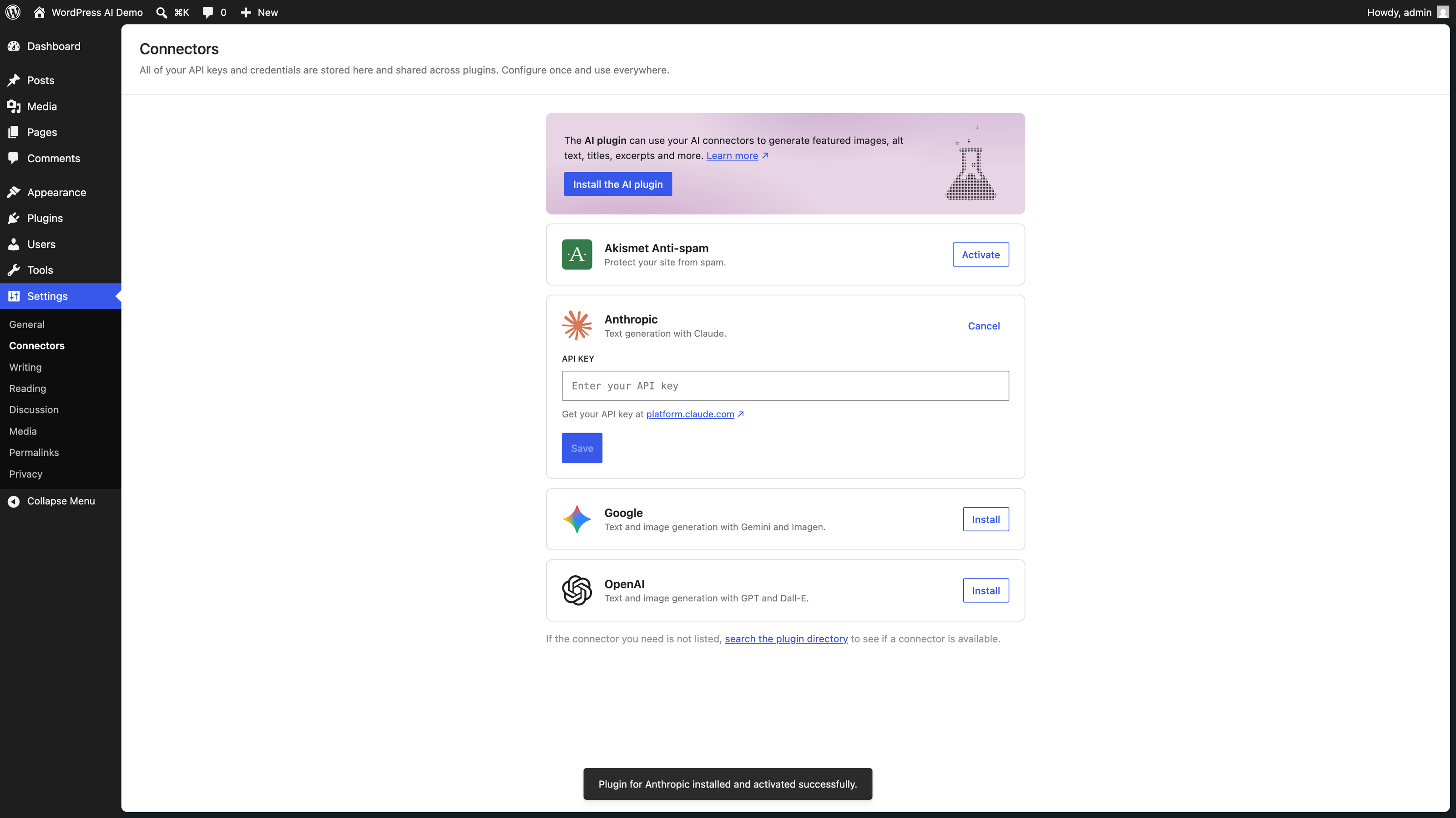 Anthropic AI Provider AI API key
