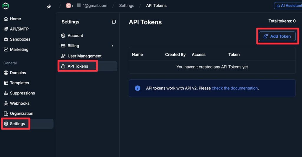 Create API token