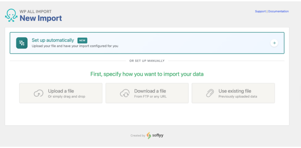 wp all import new import screen