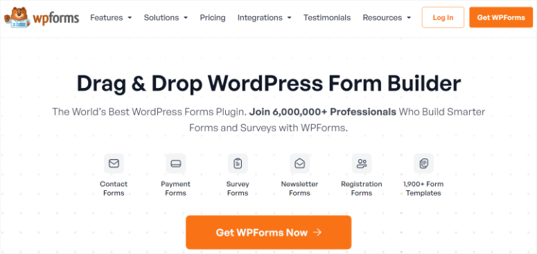wpforms drag and drop form builder homepage