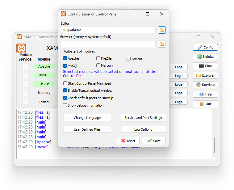 xampp user interface